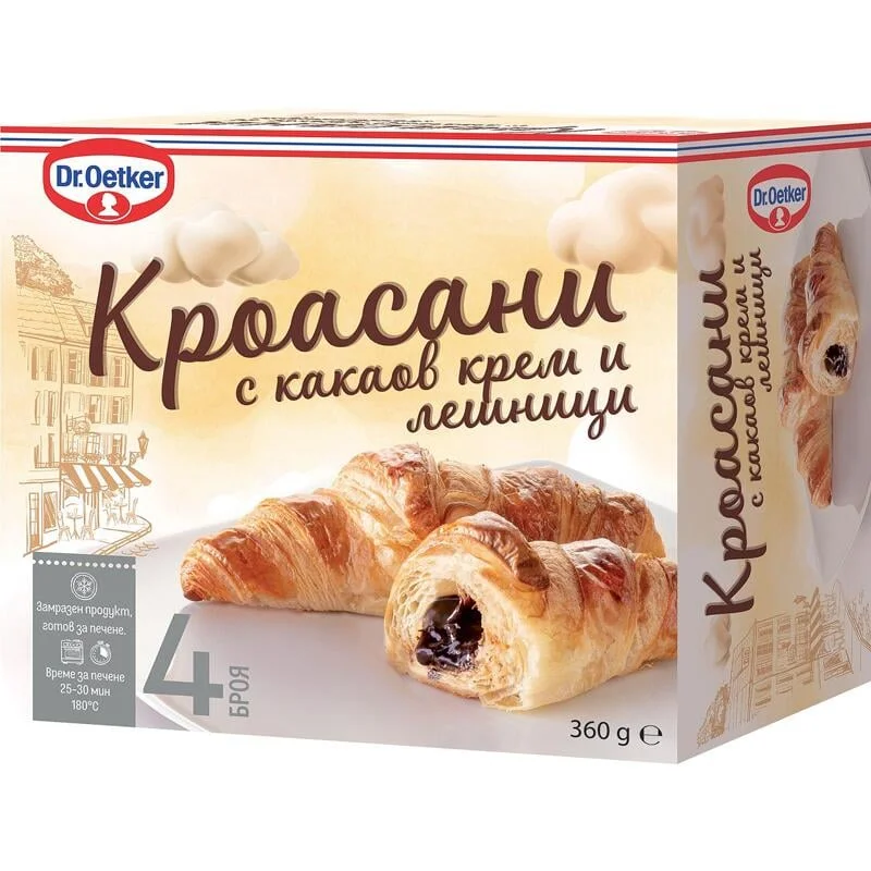Кроасани с какаов крем и лешници 4 бр. 0,360 Dr. Oetker