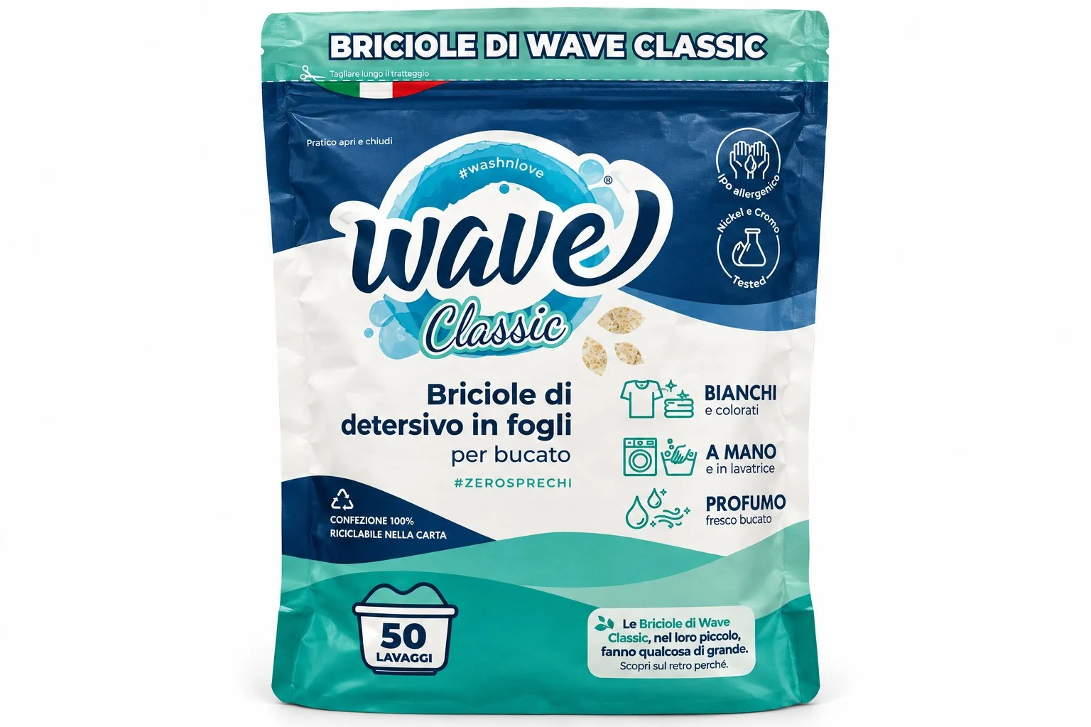 Препарат за пране мини ленти  WAVE 50 пранета 0,150