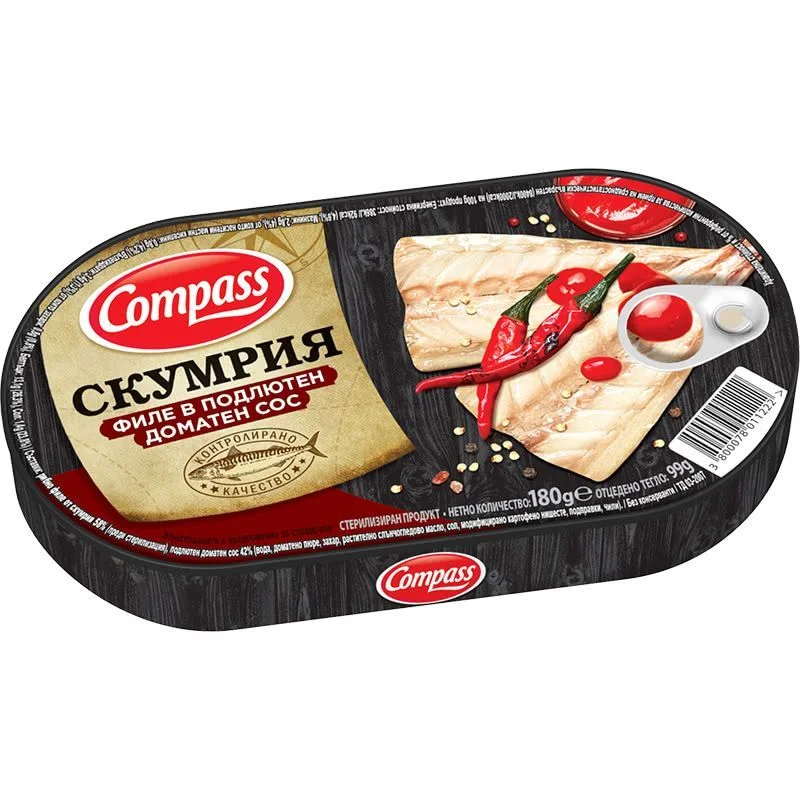 Скумрия филе в  доматен сос 0,180 Компас