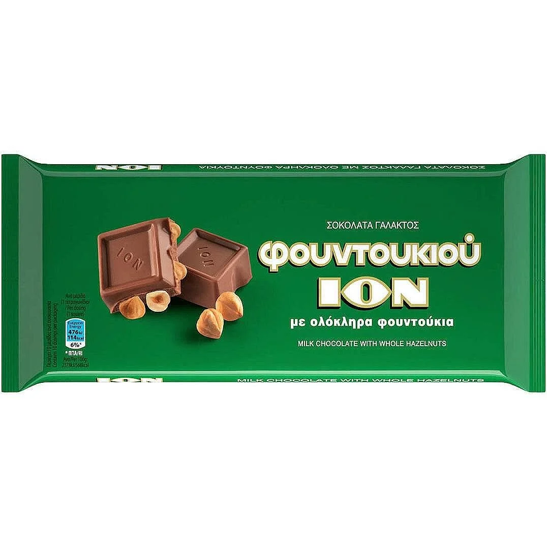 Шоколад ION млечен с цели лешници 0,200