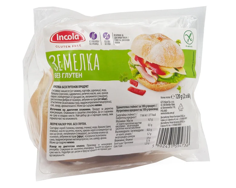 Хлебчета безглутенови земел (2 x 60g) Incola