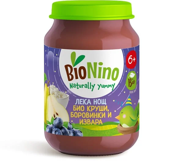 БИО пюре лека нощ круши,боровинки извара 6+ 0,190 BioNino