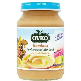Овко Бебелан млечна каша банан, ябълки и бисквити 0,190