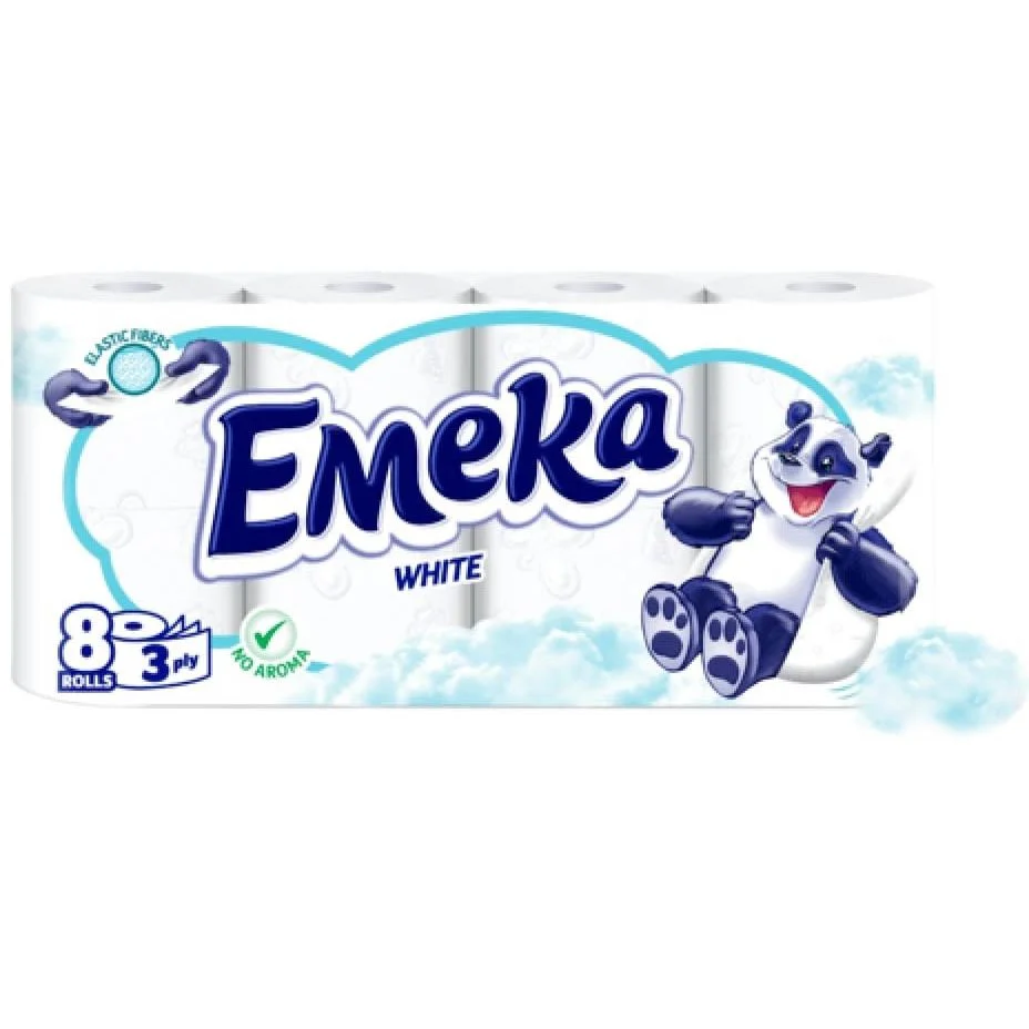 Тоалетна хартия Емека 3 пл. 8 бр. White