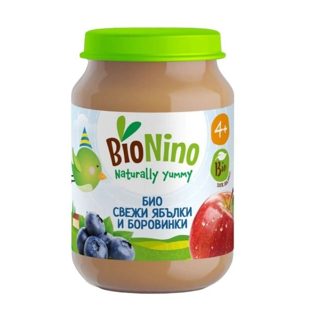 БИО пюре ябълки и боровинки 4+ 0,190 BioNino