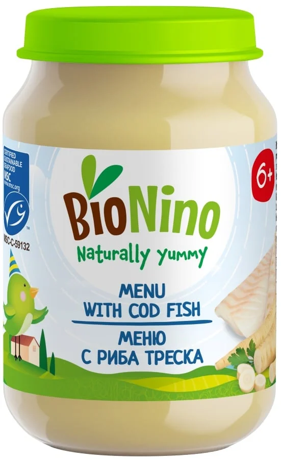 БИО пюре риба треска и зеленчуци 6+ 0,190 BioNino
