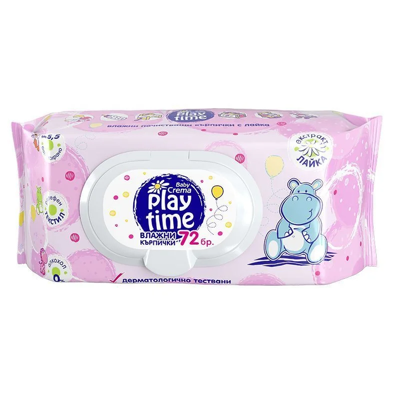 Мокри кърпи Бейби крема Play time 72 бр.