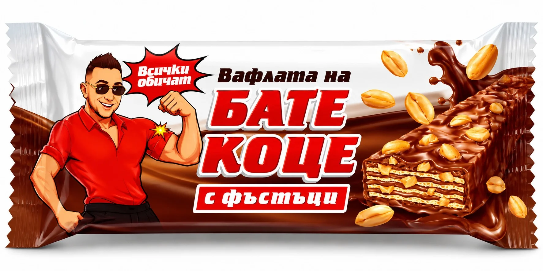 Вафлата на бате Коце с фъстъци 0,056 кафява