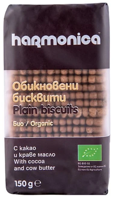 БИО Бисквити обикновени с краве масло и какао 0,150 Harmonica