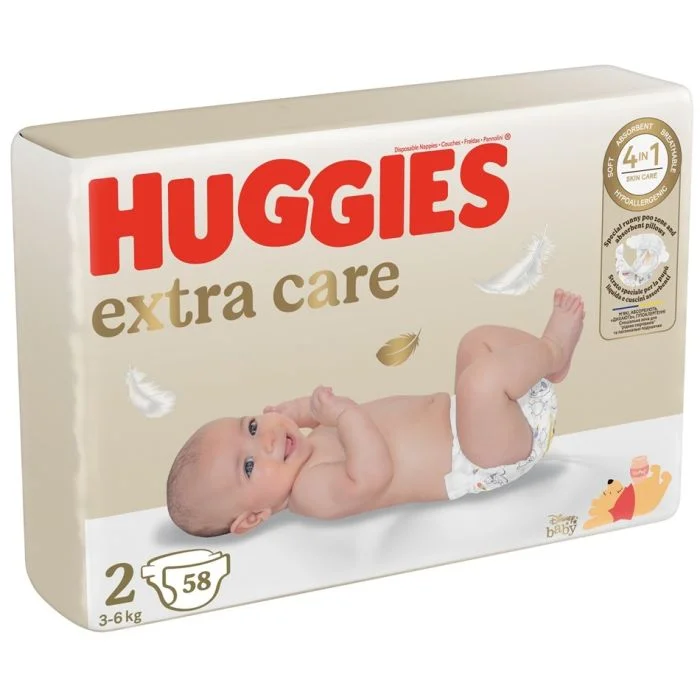 Пелени HUGGIES Екстра Кеър 2 3-6 кг. 58бр.
