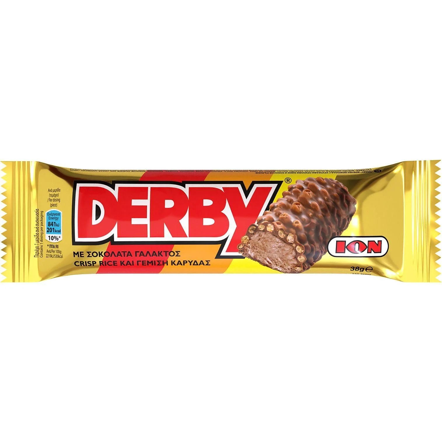 Шоколад ION млечен оризови ядки и кокосов пълнеж 0.038 Derby