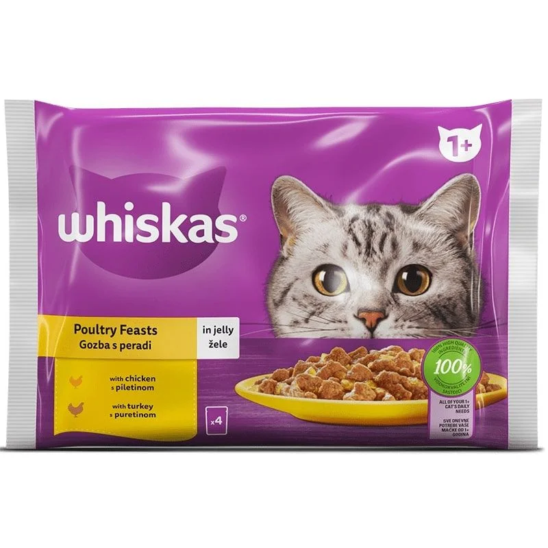 Whiskas пауч Синиър Птичи ястия 4 х 0,085 7+
