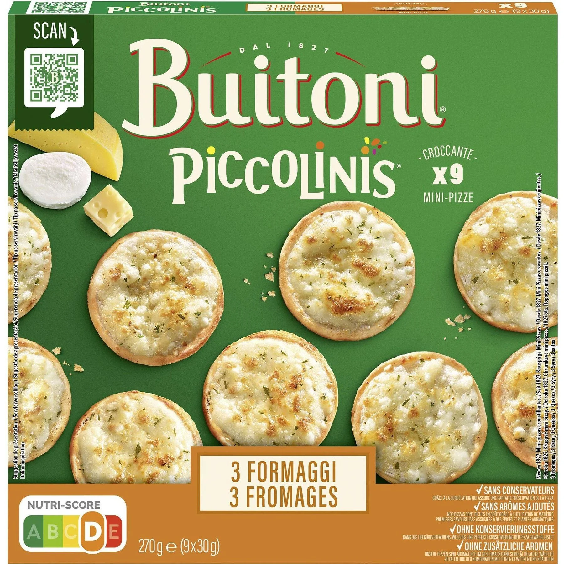 Пица Buttoni Piccolinis 3 сирена 0,270