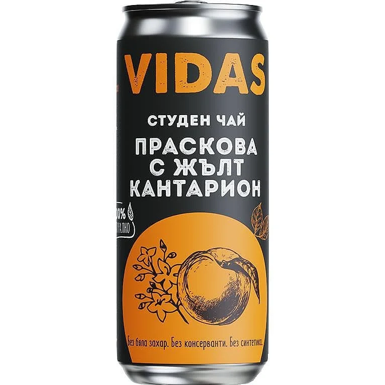 Студен чай  Vidas 0,250 праскова с жълт кантарион