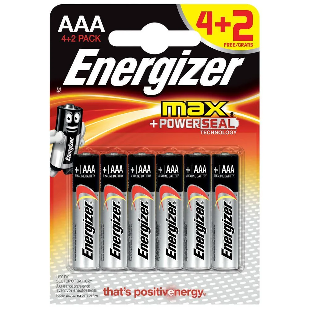 Алкална батерия Energizer Max AAА 1.5V 4+2 бр.