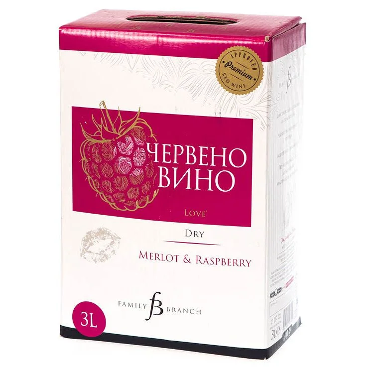 Червено вино Мерло и малина 3 л. Брънч Фемили