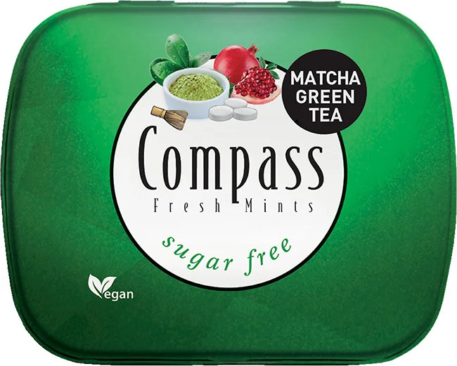 Бонбони твърди без захар матча зелен чай 0,014 Compass