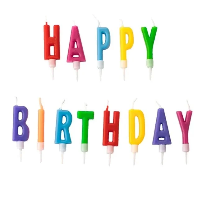 Свещи за рожден ден Happy Birthday цветни букви
