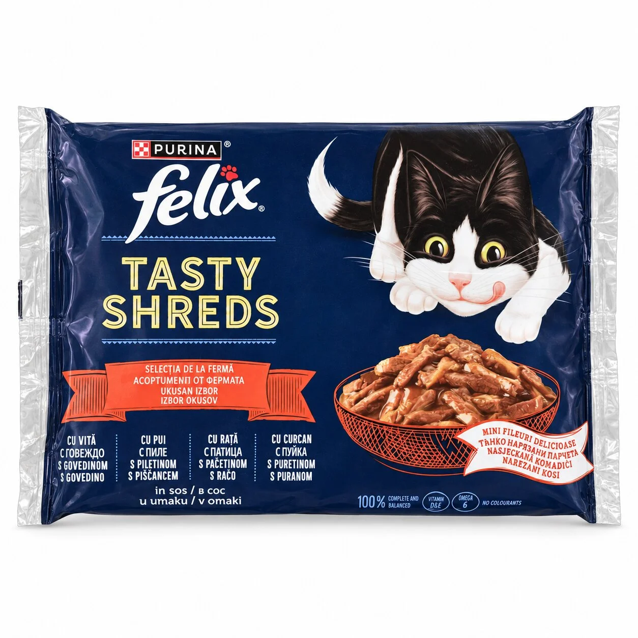 Purina Феликс Tasty Shreds 4 x 0.080 месо от фермата