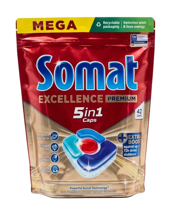 Somat Mega таблетки за съдомиялна 42 бр. Excellence Premium 5 in 1