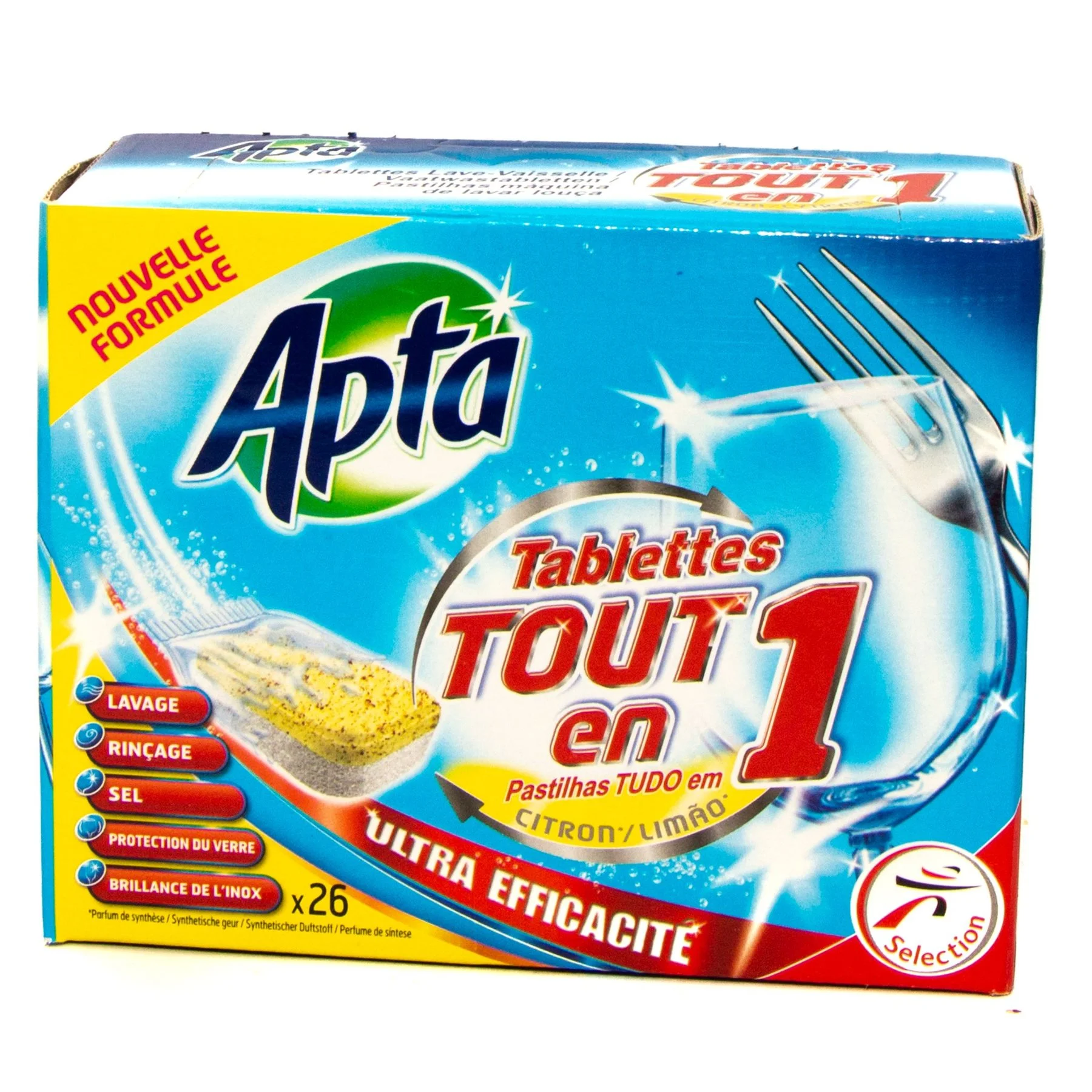 Apta таблетки за съдомиялна 26 бр. All in 1 Лимон