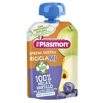 Plasmon Плодова закуска Ябълка с боровинки 6+ 0,100