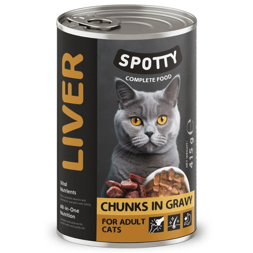 SPOTTY Cat 0,415 консерва с черен дроб