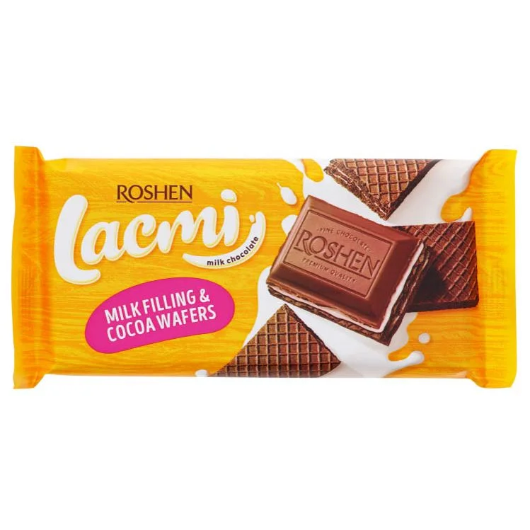 Шоколад Roshen Lacmi Млечен с млечен пълнеж и вафли 0,090