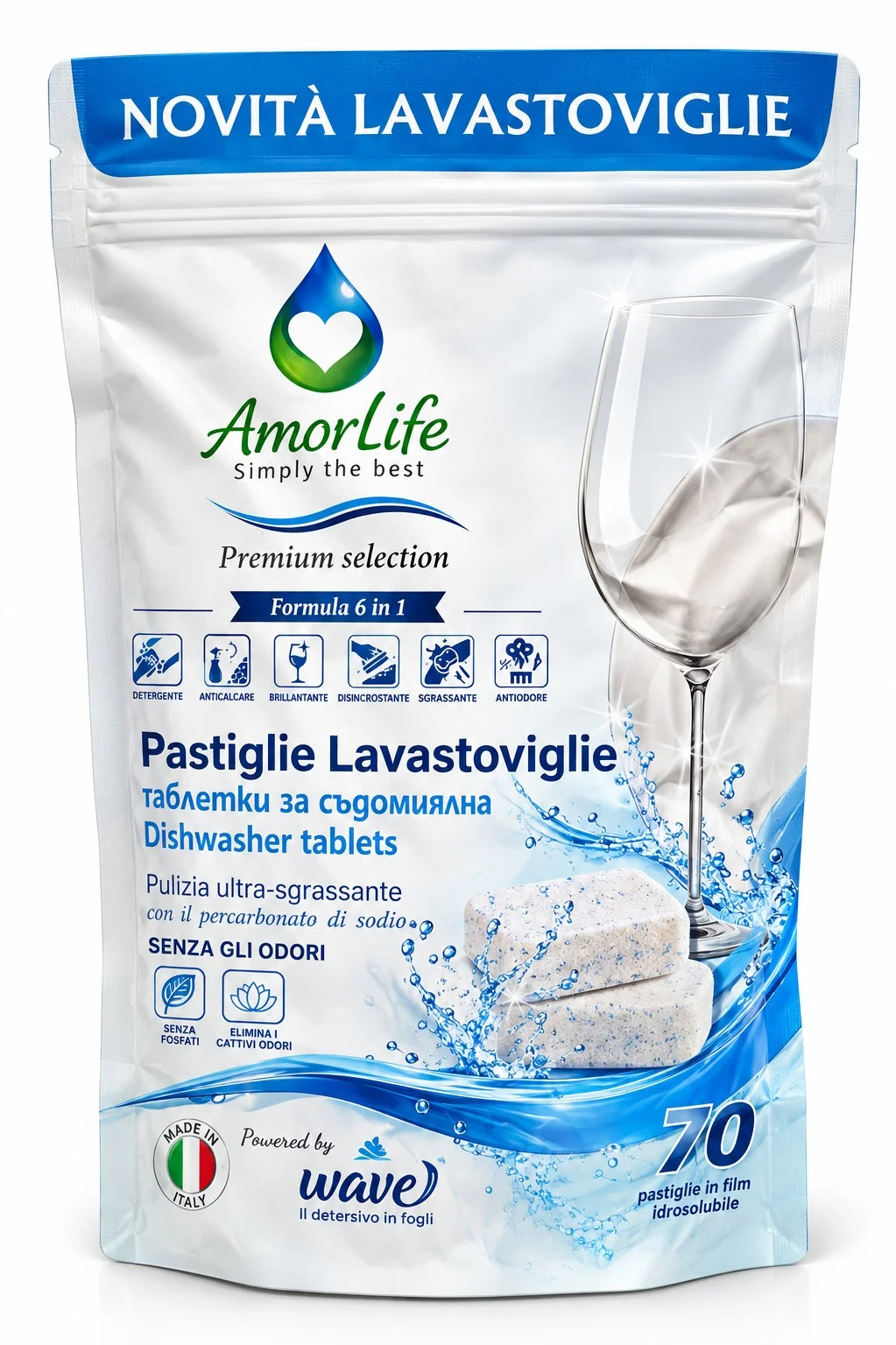 AmorLife таблетки за съдомиялна 30 бр. Premium 6 in 1 0,540