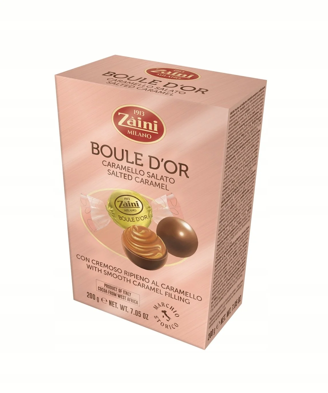 Шоколадови бонбони Boule Dor солен карамел 0,200 Zaini