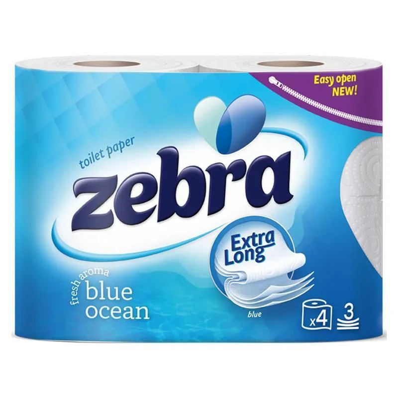 Тоалетна хартия Зебра Blue 3 пл. 4бр. Okean
